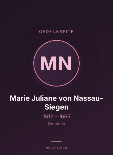 Gedenkportrait von Marie Juliane von Nassau-Siegen