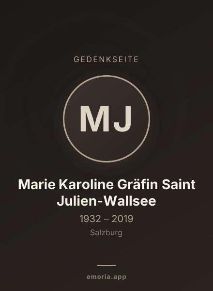 Gedenkportrait von Marie Karoline Gräfin Saint Julien-Wallsee