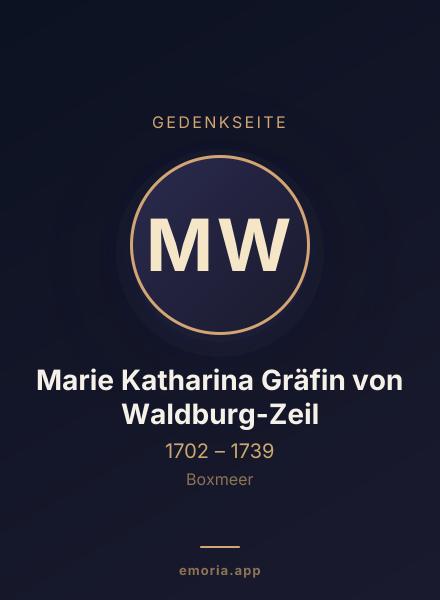 Gedenkportrait von Marie Katharina Gräfin von Waldburg-Zeil