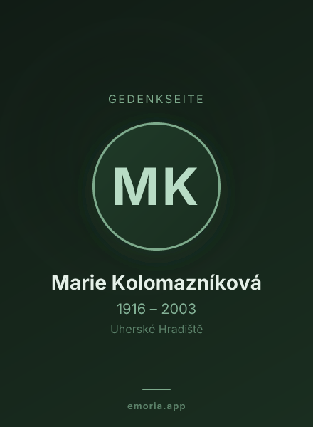 Gedenkportrait von Marie Kolomazníková