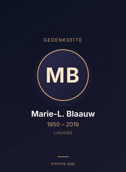 Gedenkportrait von Marie-L. Blaauw