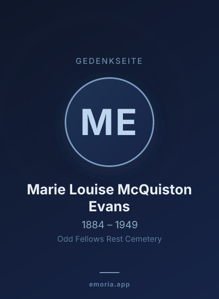 Gedenkportrait von Marie Louise McQuiston Evans