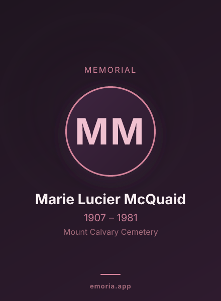 Memorial portrait of Marie Lucier McQuaid