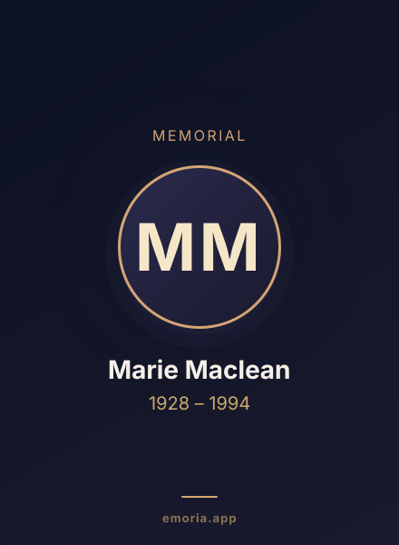 Memorial portrait of Marie Maclean