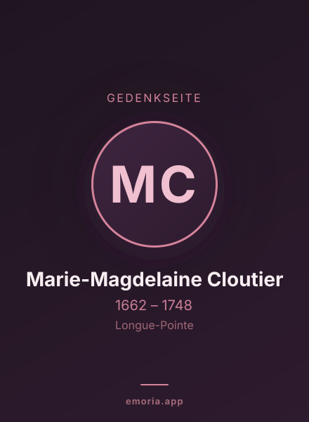 Gedenkportrait von Marie-Magdelaine Cloutier