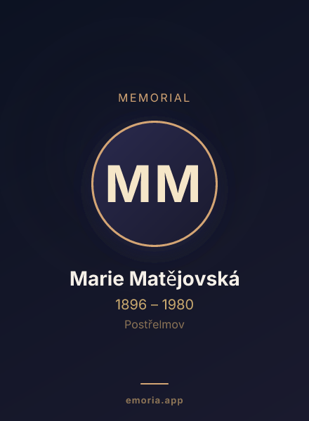 Memorial portrait of Marie Matějovská