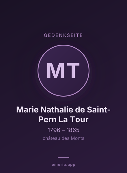 Gedenkportrait von Marie Nathalie de Saint-Pern La Tour