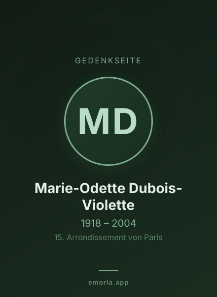 Gedenkportrait von Marie-Odette Dubois-Violette