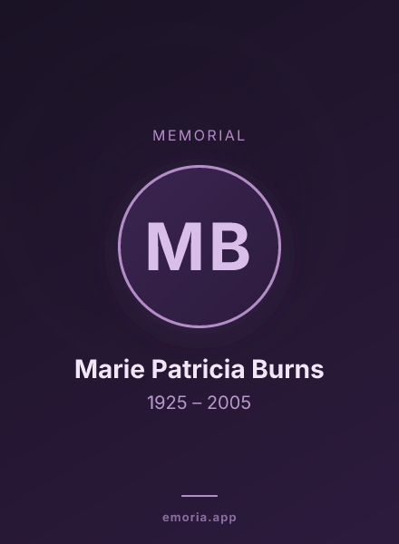 Memorial portrait of Marie Patricia Burns