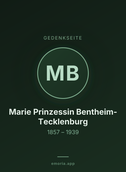Gedenkportrait von Marie Prinzessin Bentheim-Tecklenburg