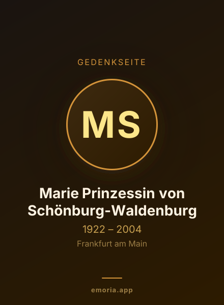 Gedenkportrait von Marie Prinzessin von Schönburg-Waldenburg