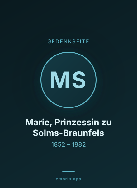 Gedenkportrait von Marie, Prinzessin zu Solms-Braunfels