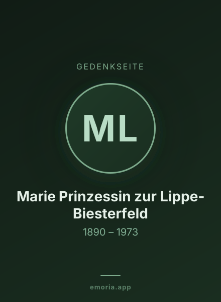 Gedenkportrait von Marie Prinzessin zur Lippe-Biesterfeld