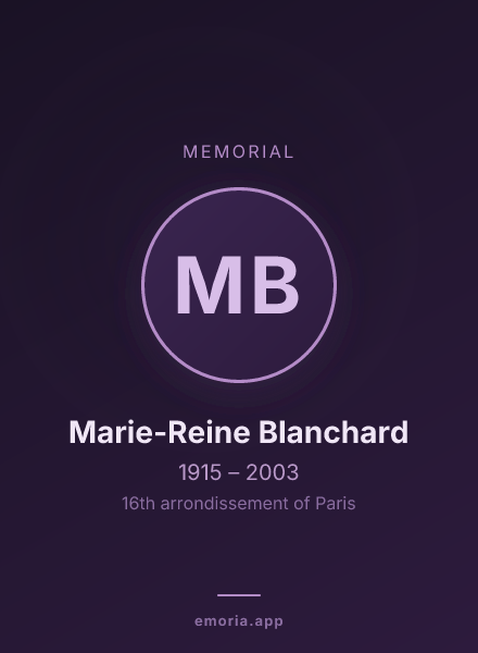 Memorial portrait of Marie-Reine Blanchard