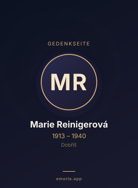 Gedenkportrait von Marie Reinigerová