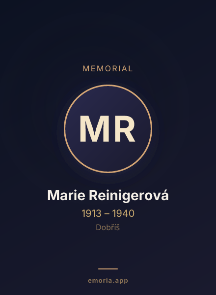 Memorial portrait of Marie Reinigerová