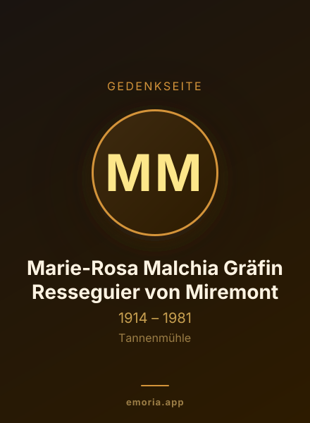 Gedenkportrait von Marie-Rosa Malchia Gräfin Resseguier von Miremont