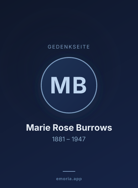Gedenkportrait von Marie Rose Burrows