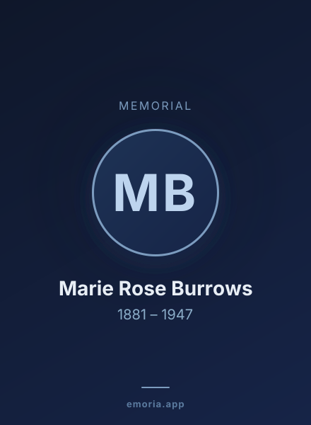 Memorial portrait of Marie Rose Burrows