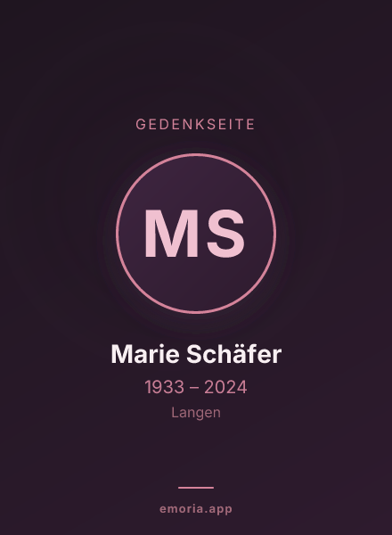 Gedenkportrait von Marie Schäfer