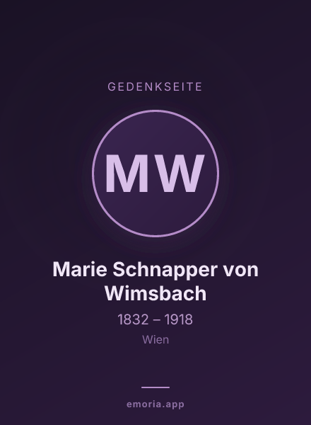 Gedenkportrait von Marie Schnapper von Wimsbach
