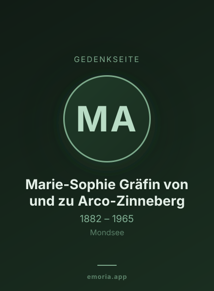 Gedenkportrait von Marie-Sophie Gräfin von und zu Arco-Zinneberg