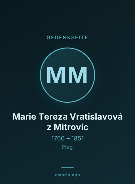 Gedenkportrait von Marie Tereza Vratislavová z Mitrovic