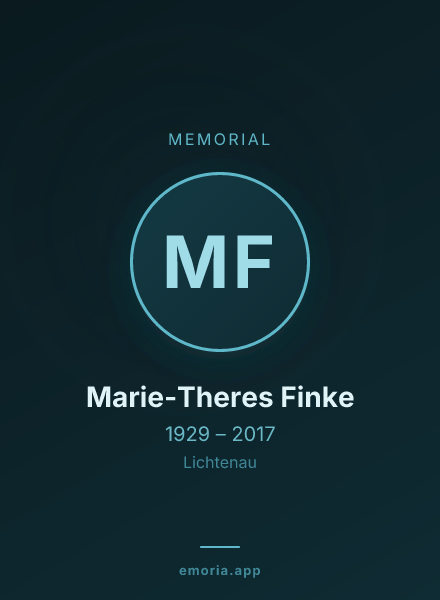 Memorial portrait of Marie-Theres Finke