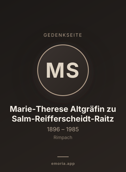 Gedenkportrait von Marie-Therese Altgräfin zu Salm-Reifferscheidt-Raitz