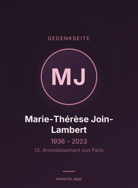 Gedenkportrait von Marie-Thérèse Join-Lambert