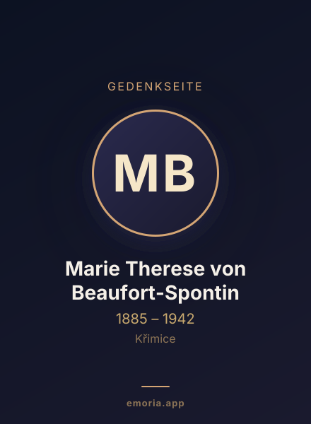 Gedenkportrait von Marie Therese von Beaufort-Spontin