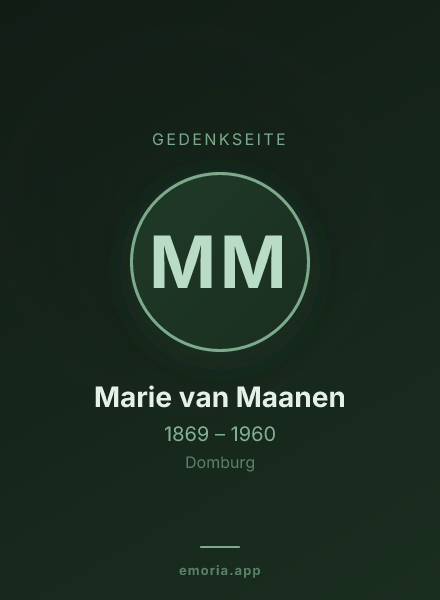 Gedenkportrait von Marie van Maanen