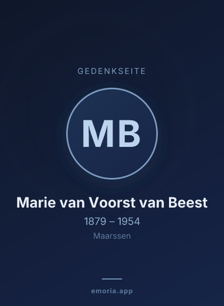 Gedenkportrait von Marie van Voorst van Beest