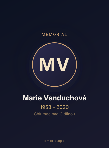 Memorial portrait of Marie Vanduchová
