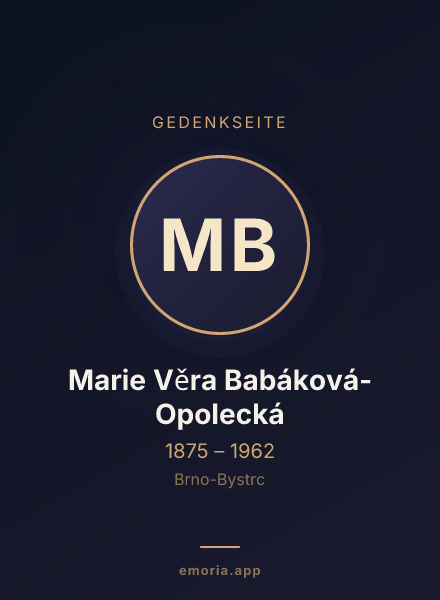 Gedenkportrait von Marie Věra Babáková-Opolecká