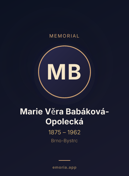 Memorial portrait of Marie Věra Babáková-Opolecká