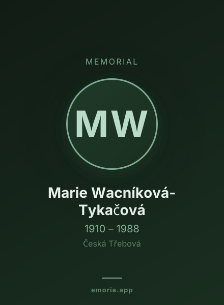 Memorial portrait of Marie Wacníková-Tykačová