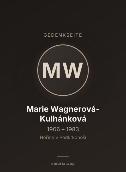 Gedenkportrait von Marie Wagnerová-Kulhánková