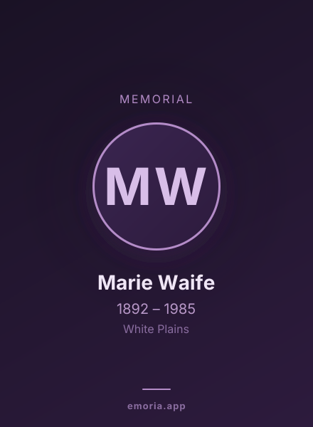 Memorial portrait of Marie Waife