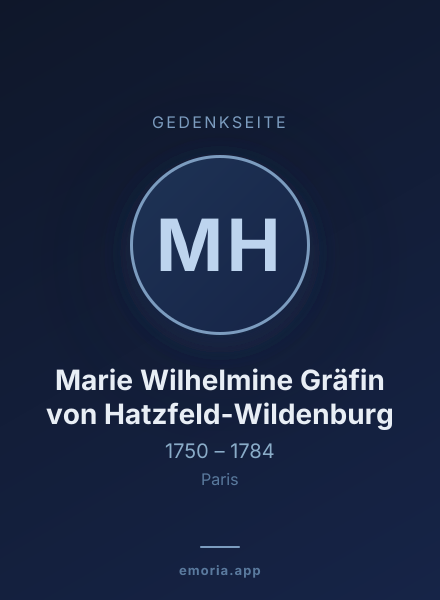 Gedenkportrait von Marie Wilhelmine Gräfin von Hatzfeld-Wildenburg