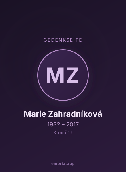 Gedenkportrait von Marie Zahradníková