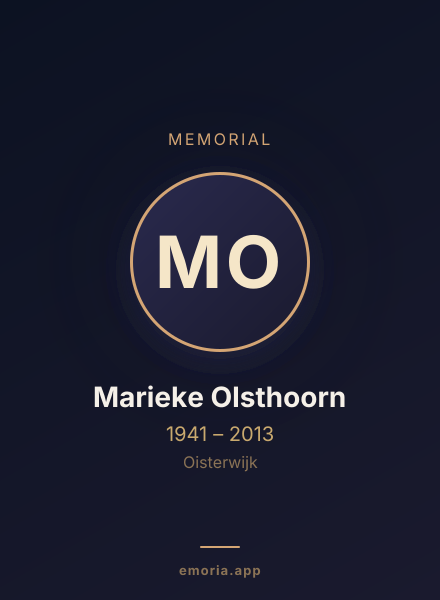 Memorial portrait of Marieke Olsthoorn