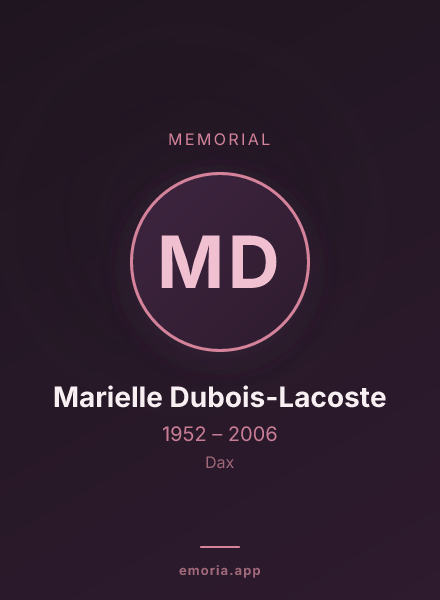 Memorial portrait of Marielle Dubois-Lacoste