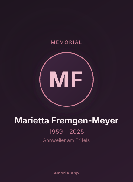 Memorial portrait of Marietta Fremgen-Meyer