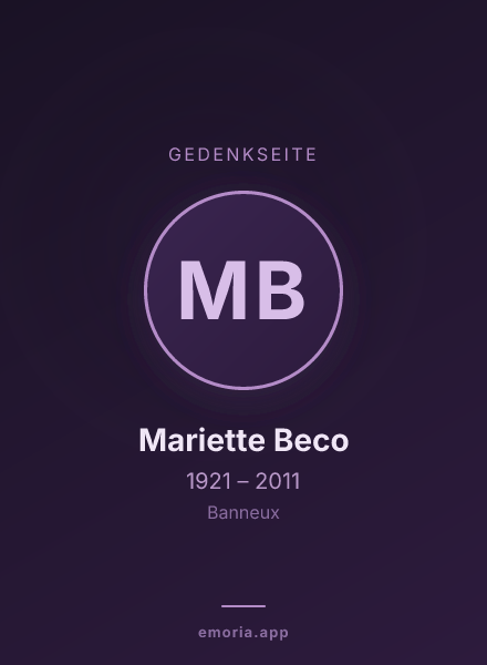 Gedenkportrait von Mariette Beco