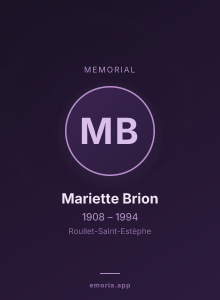 Memorial portrait of Mariette Brion
