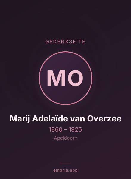 Gedenkportrait von Marij Adelaïde van Overzee
