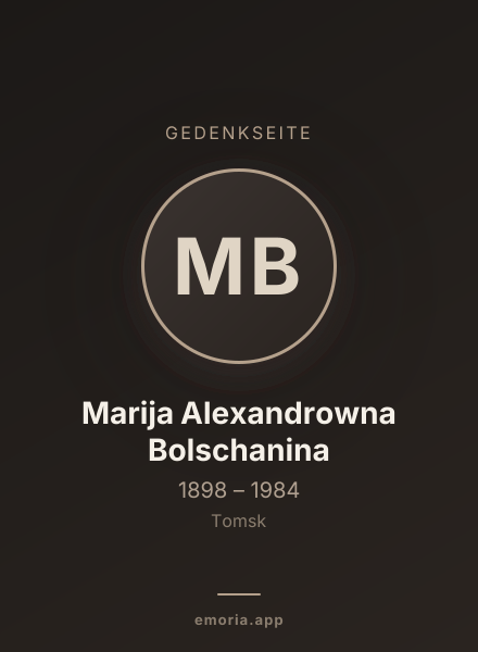 Gedenkportrait von Marija Alexandrowna Bolschanina