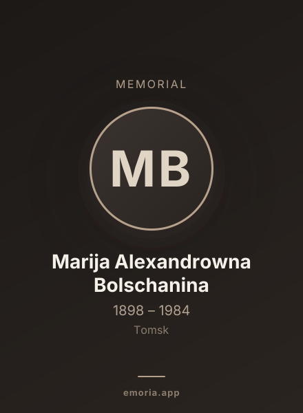 Memorial portrait of Marija Alexandrowna Bolschanina