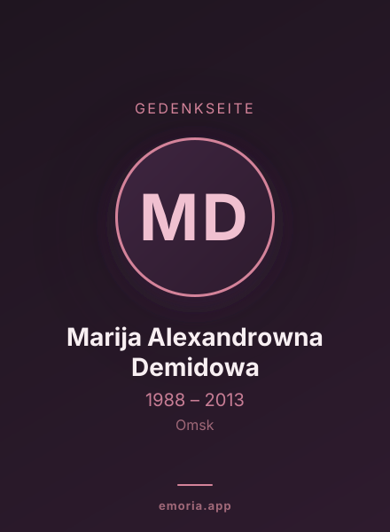 Gedenkportrait von Marija Alexandrowna Demidowa